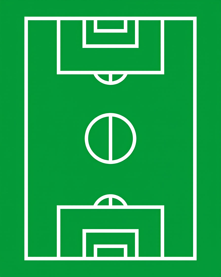 Green Field White Court Lines Rug