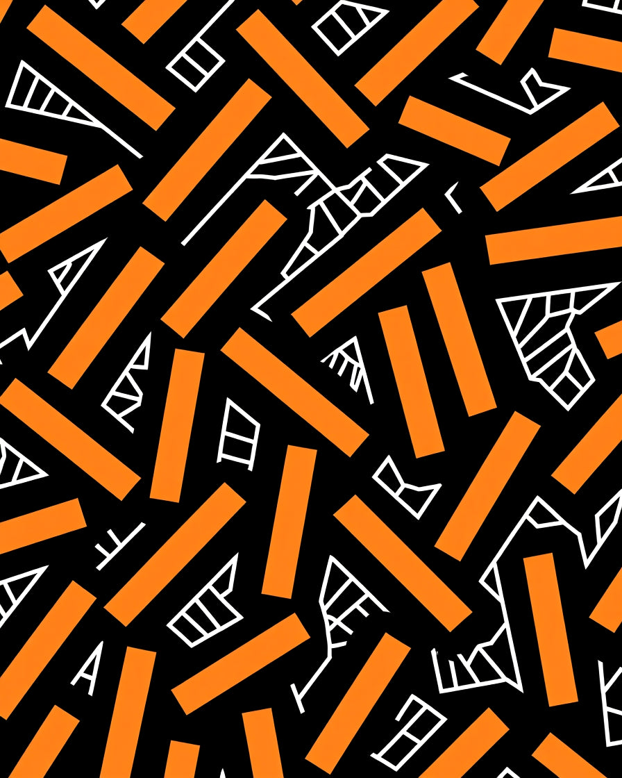 Orange Rectangles White Abstract Forms Rug