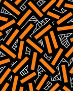Orange Rectangles White Abstract Forms Rug