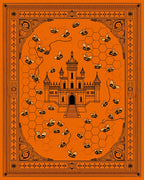 Orange Honeycomb Castle Bee Field Rug