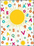 Colorful Alphabet Sunburst Rays Rug