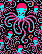 Vibrant Pink Turquoise Octopus Swirl Rug