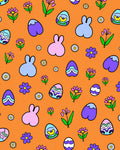 Playful Easter Eggs Bunny Flowers Rug