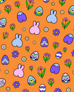 Playful Easter Eggs Bunny Flowers Rug