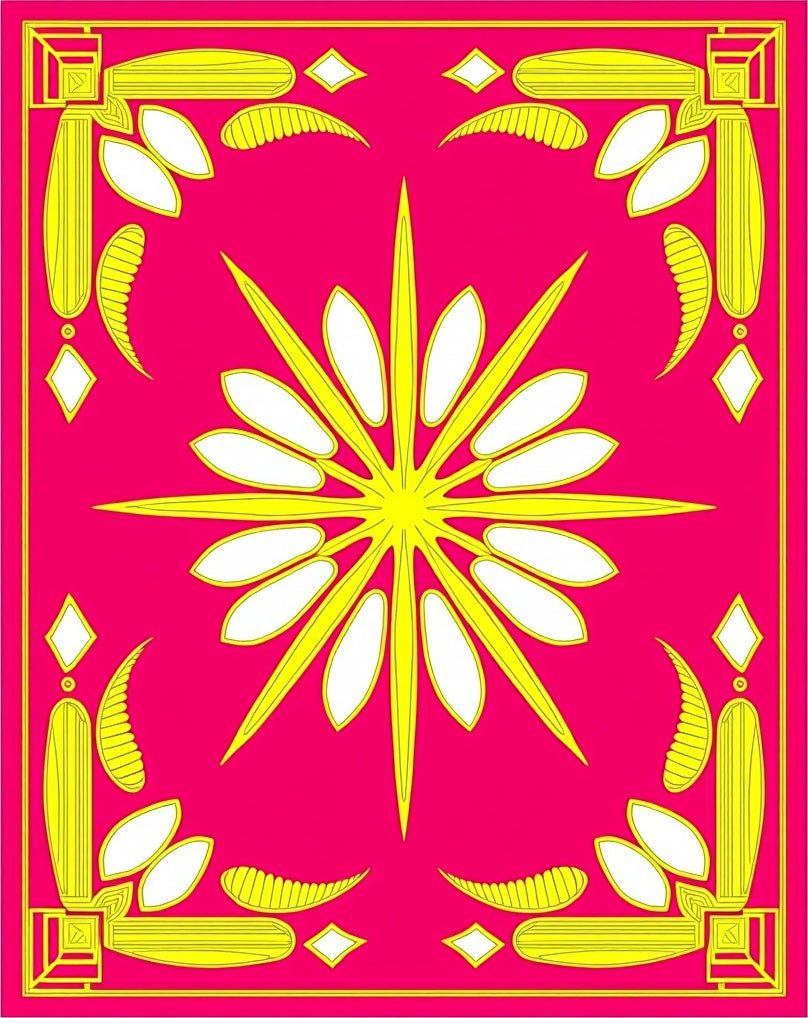 Vibrant Fuchsia Yellow Sunburst Rug