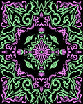 Abstract Pink Green Floral Medallion Rug