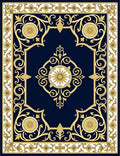 Regal Navy Gold Gilded Floral Medallion Rug