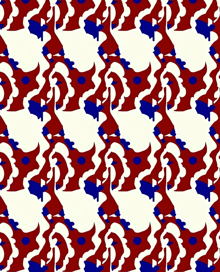 Crimson Blue Abstract Organic Flow Rug