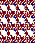 Crimson Blue Abstract Organic Flow Rug