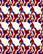 Crimson Blue Abstract Organic Flow Rug