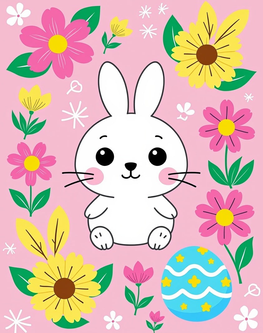 Cute Bunny Amongst Spring Flowers Rug