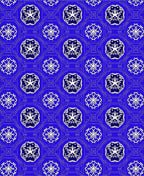 Blue White Geometric Floral Medallion Rug