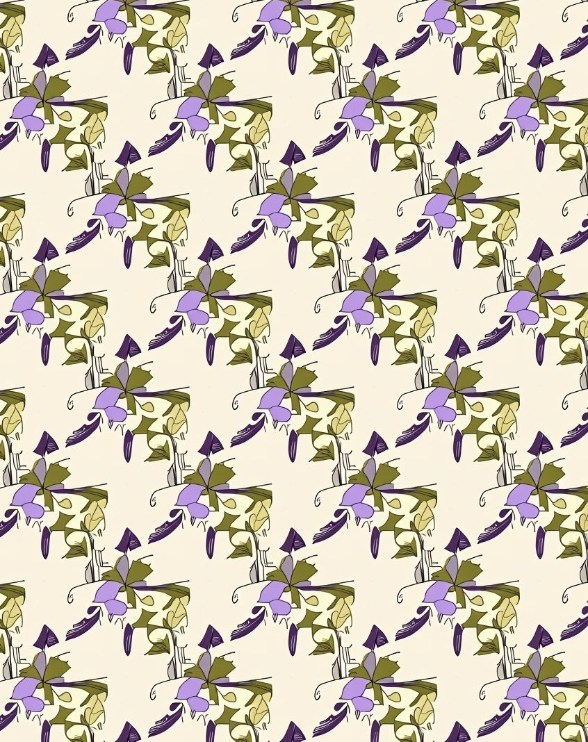 Lavender Purple Botanical Outline Rug