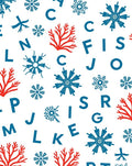 Red Coral Blue Snowflake Alphabet Rug