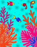 Vibrant Coral Fish Aquatic Scene Rug