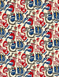 Abstract Red Blue Geometric Crest Rug
