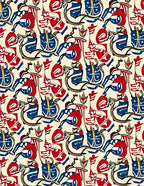 Abstract Red Blue Geometric Crest Rug