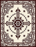 Dark Crimson Ornamental Medallion Frame Rug