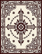 Dark Crimson Ornamental Medallion Frame Rug