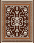 Rich Brown White Floral Medallion Rug