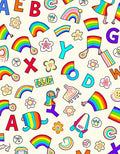 Rainbow Letters and Flowers Collage Rug
