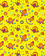 Vibrant Yellow Space Fleet Rocket Rug
