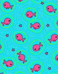 Pink Kawaii Fish Green Circles Cyan Abstract Rug