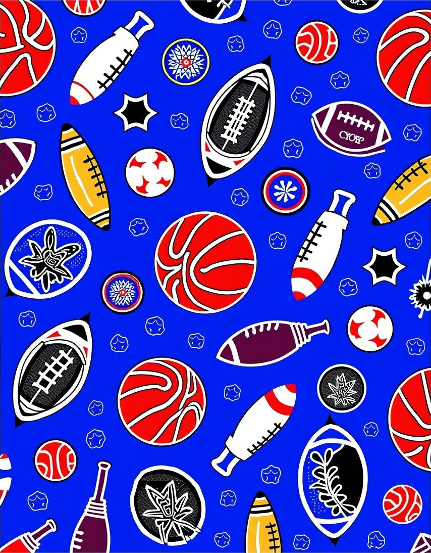 Red White Blue Sports Collage Rug