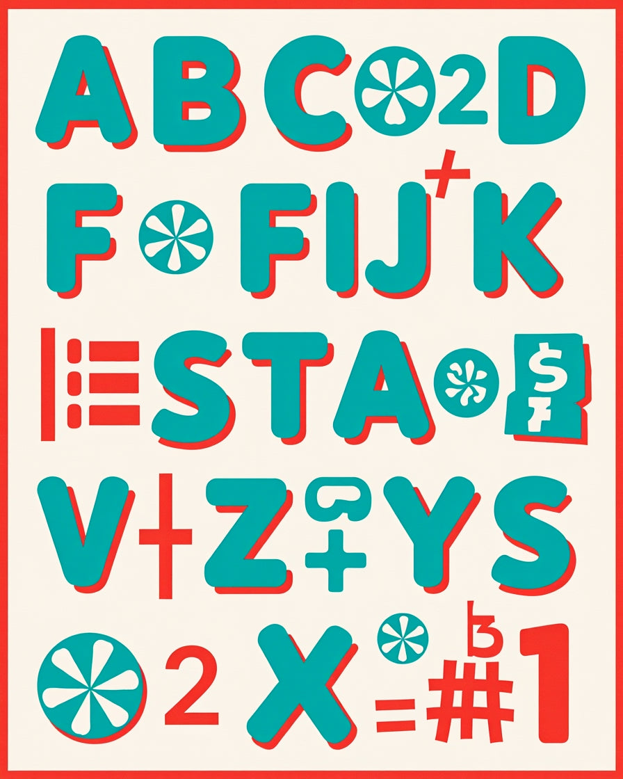 Retro Teal Alphabet Graphic Rug