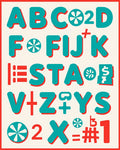 Retro Teal Alphabet Graphic Rug