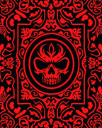 Scarlet Skull Medallion Tribal Rug