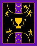 Golden Trophy Black Purple Figures Rug