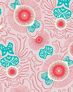 Coral Teal Jellyfish Medallion Rug