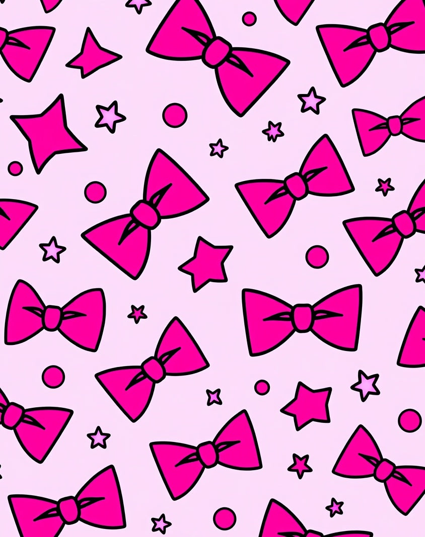 Hot Pink Bows Starry Light Pink Rug