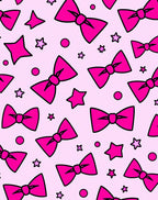 Hot Pink Bows Starry Light Pink Rug