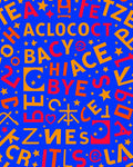 Vibrant Red Orange Alphabet Collage Rug