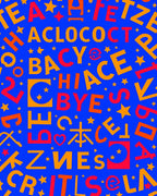 Vibrant Red Orange Alphabet Collage Rug
