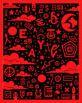 Red Symbol Collage Rug