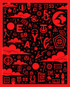 Red Symbol Collage Rug