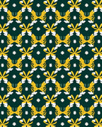Emerald Yellow Floral Repeating Pattern Rug