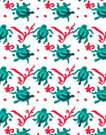 Teal Turtle Coral Red Dot Rug