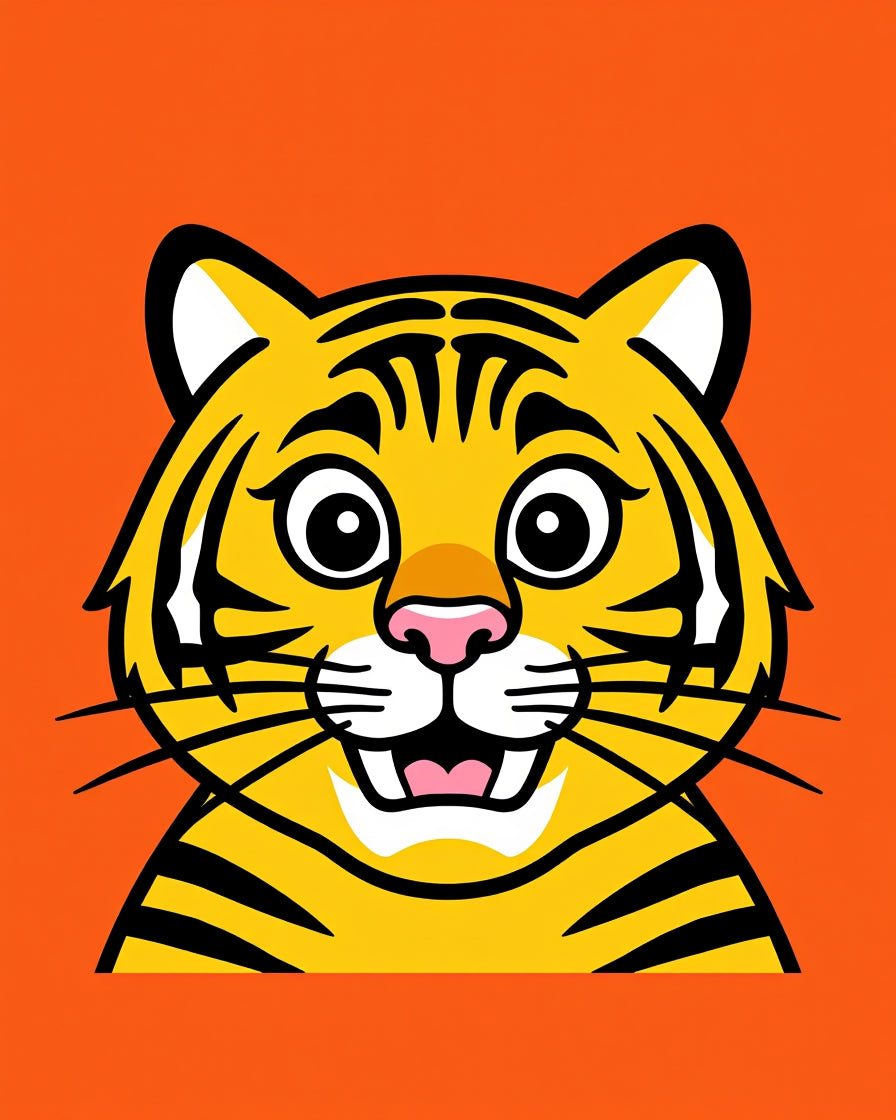 Playful Orange Tiger Face Rug