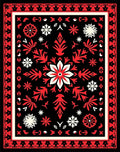 Bold Red Floral Central Medallion Rug