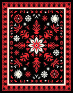 Bold Red Floral Central Medallion Rug