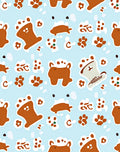 Playful Brown Cartoon Dog Paw Print Rug