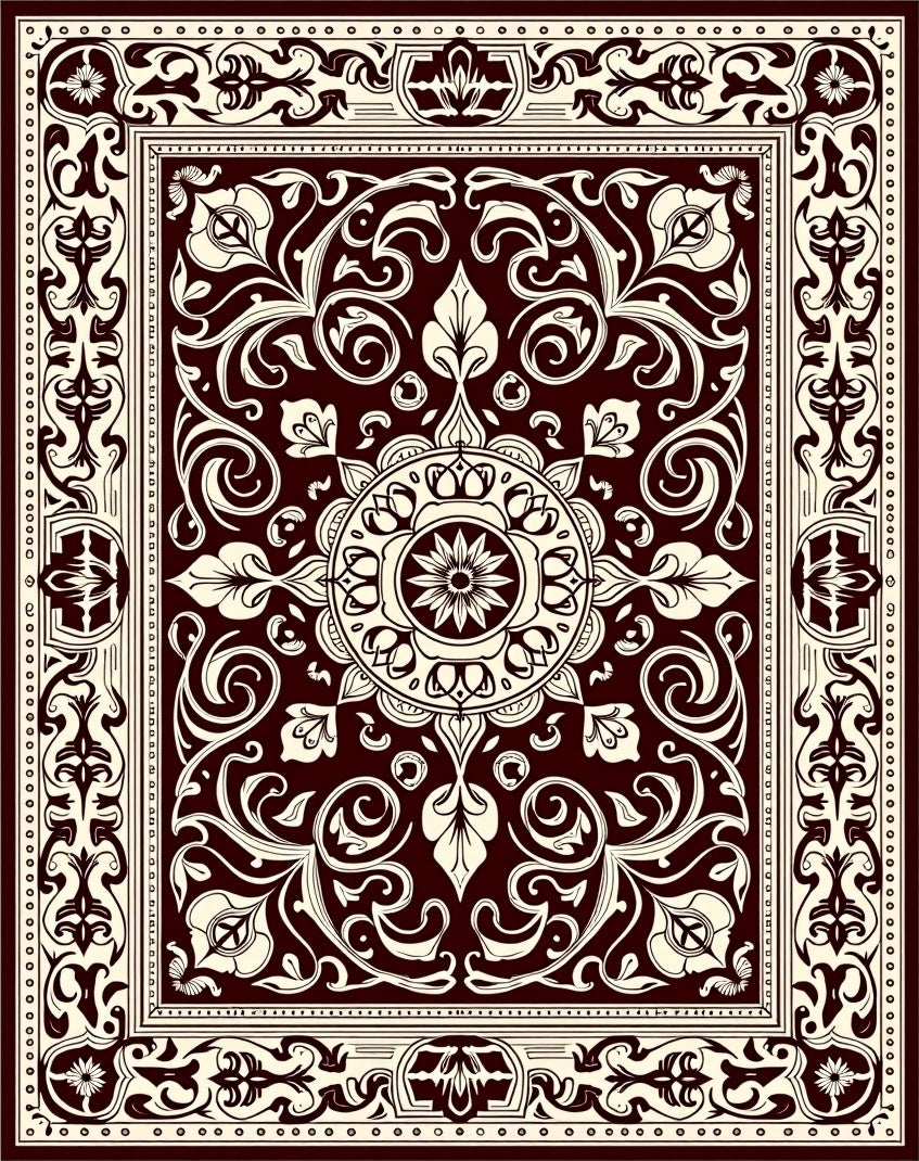 Classic Ivory Floral Medallion Border Rug
