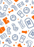 Blue Bandage Orange Arrow Doodle Rug