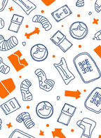 Blue Bandage Orange Arrow Doodle Rug