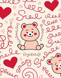 Sweet Bear Hearts And Swirls Rug