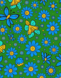 Blue Yellow Butterfly Floral Meadow Rug